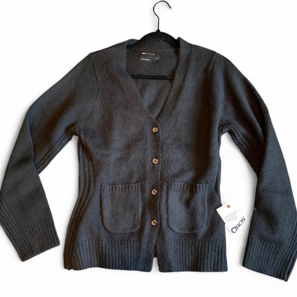 ASOS Sweaters - ASOS essential charcoal gray black V-neck cardigan from ASOS DESIGN